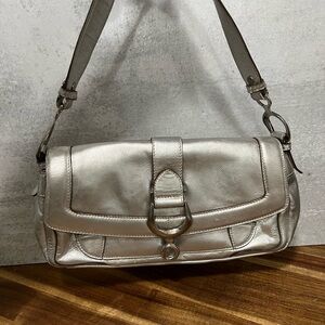 Silver Leather Shoulder Bag Y2K style